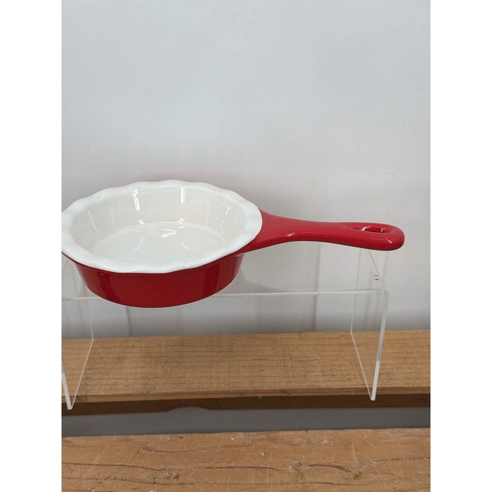Modern Gourmet Foods Red Stoneware Mini Pie Dish Skillet Baker Scalloped Rim 5"